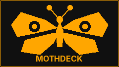 Amber moth silhouette on a grey panel, the MothDeck boot splash